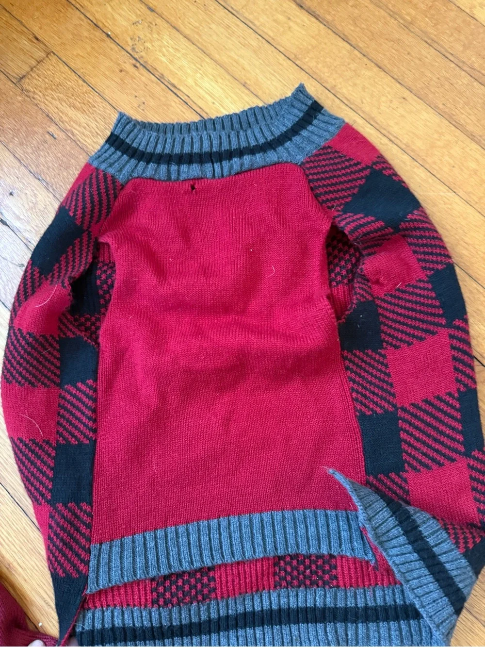 Dog Sweater Bundle - M, L & XL Red Buffalo Plaid & Snowflake Knit